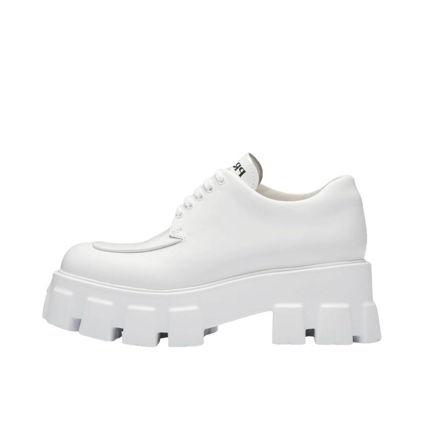 Sneakers och skor Prada Monolith 55mm Lace Up Loafer White Brushed Leather Vit | 1E708L_B4L_F0009_F_B055