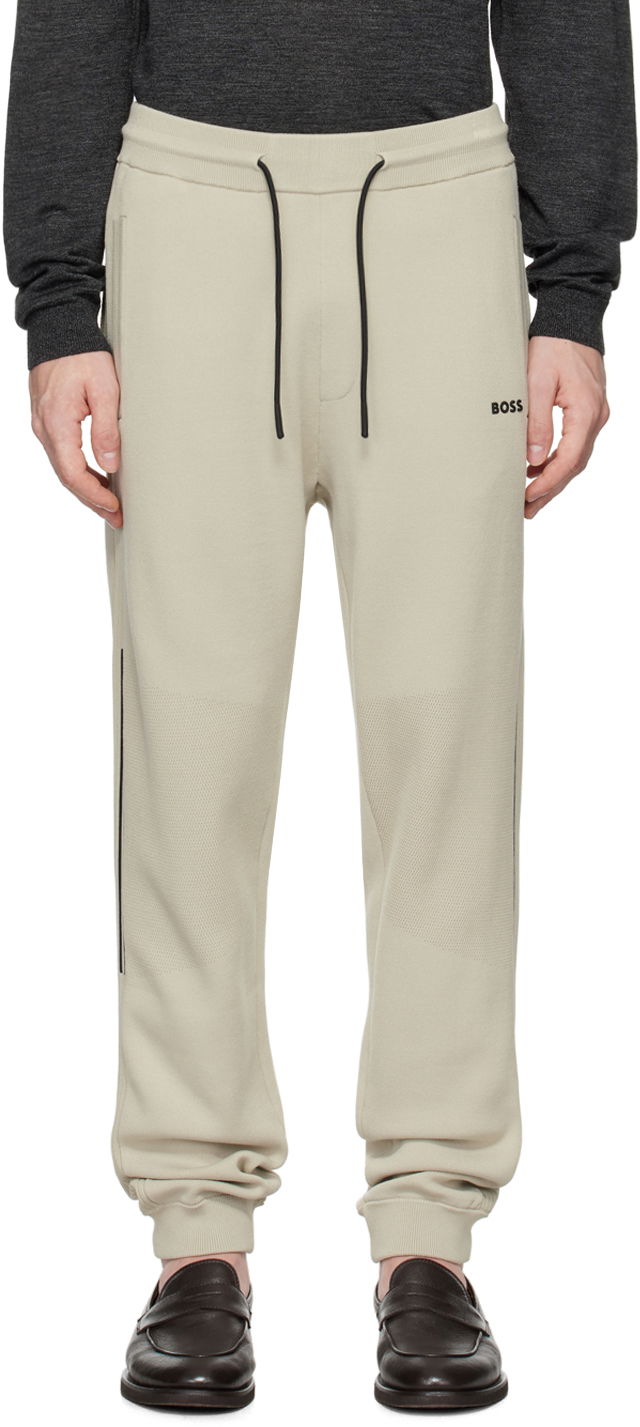 Träningsbyxor BOSS Beige Logo-Emed Sweatpants Beige | 50523165