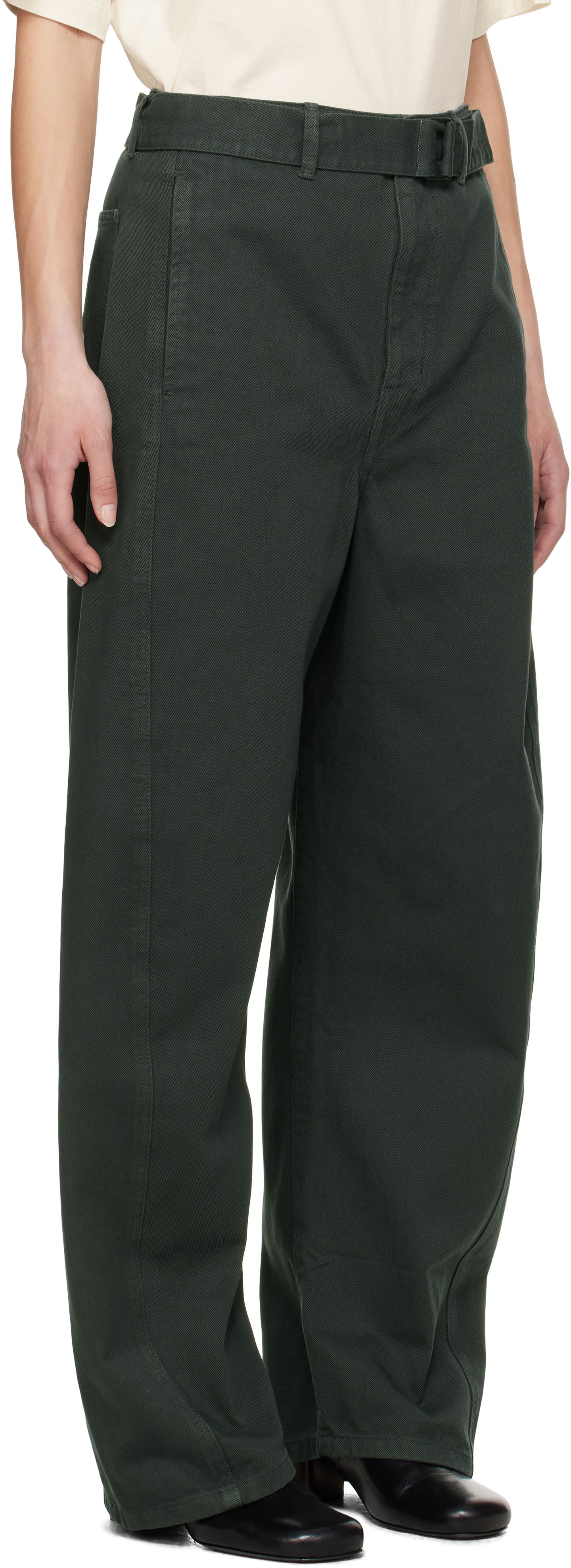 Cargo byxor LEMAIRE Lemaire Twisted Belted Trousers Grön | PA326 LD1039, 1