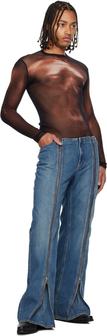 T-shirt Jean Paul Gaultier 'The Bronze Body Dust' Sheer Mesh Long Sleeve Top Metallisk | 25/04-W-TO366-M010P-0060, 4