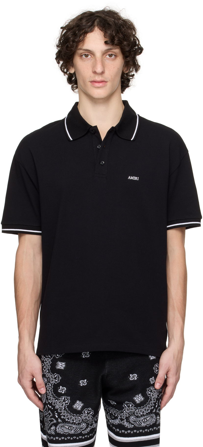 Polotröja AMIRI AMIRI Polo With Tipping Svart | AMJYPO1018