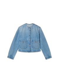 Collarless Denim Jacket