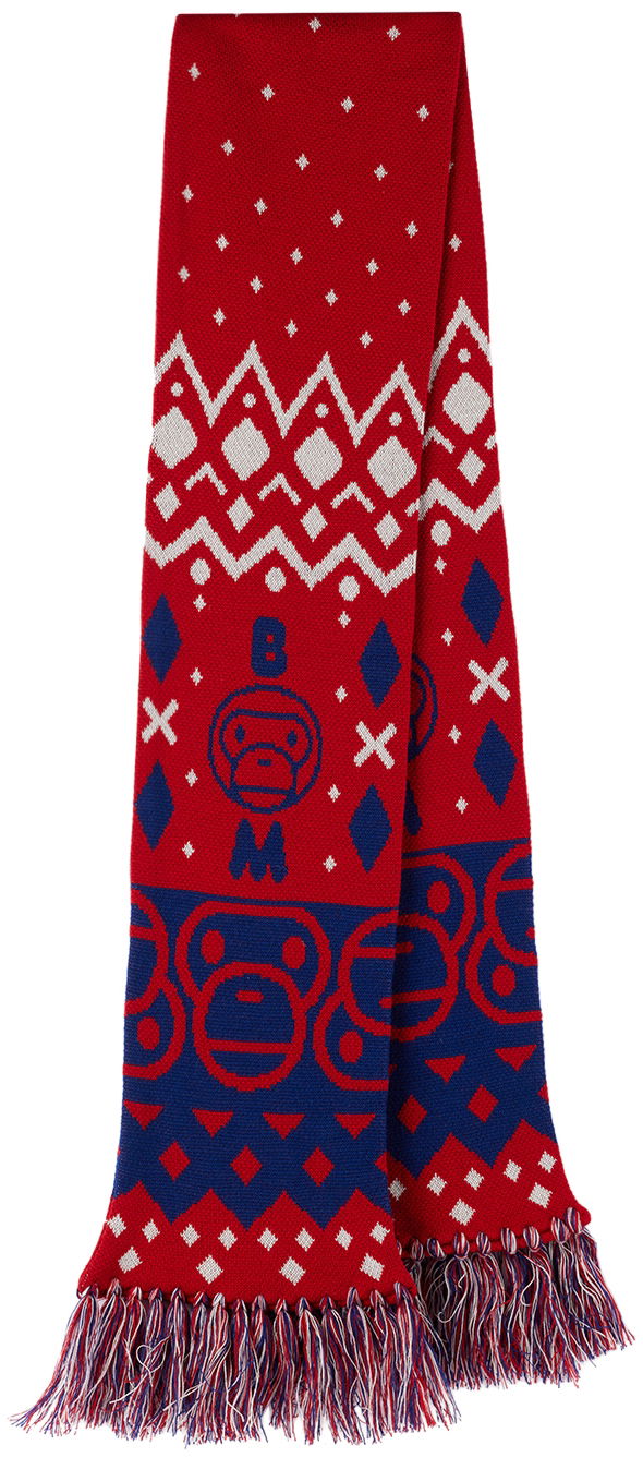 Halsduk BAPE Baby Milo Nordic Knitted Scarf Röd | 002GDI803006K