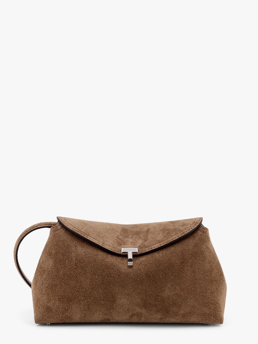 Handväska TOTEME T-Lock Suede Clutch Bag Toteme Brun | 241WAL944LE0004104