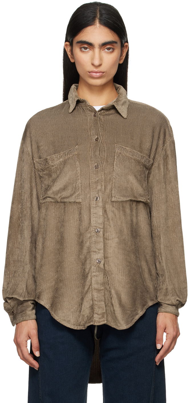 Skjorta Eckhaus Latta Ridge Shirt Brun | 1124-EL-PF24-R -