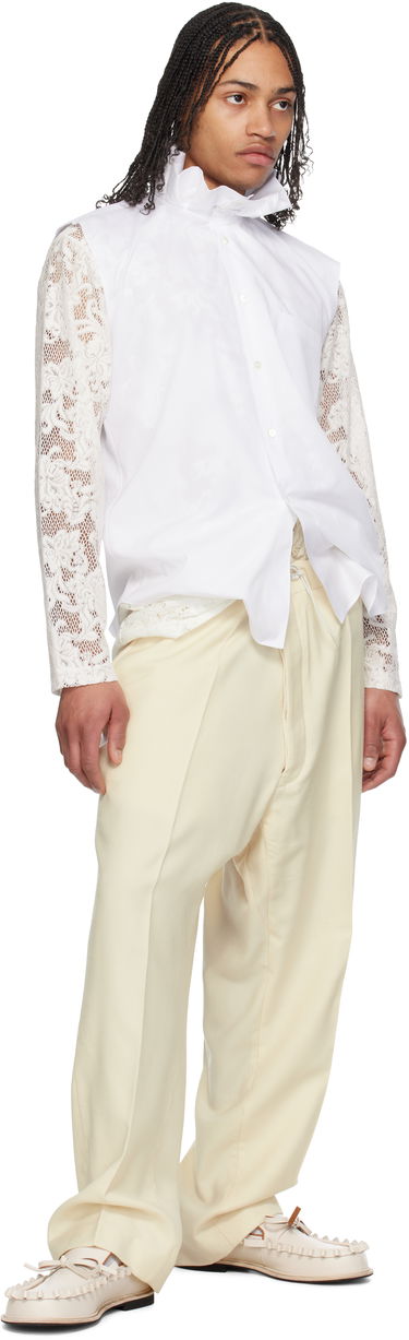 Skjorta Comme des Garçons Comme des Garçons Homme Plus Cotton Sleeveless Shirt with Lace Sleeves Vit | PO-B029-051, 4