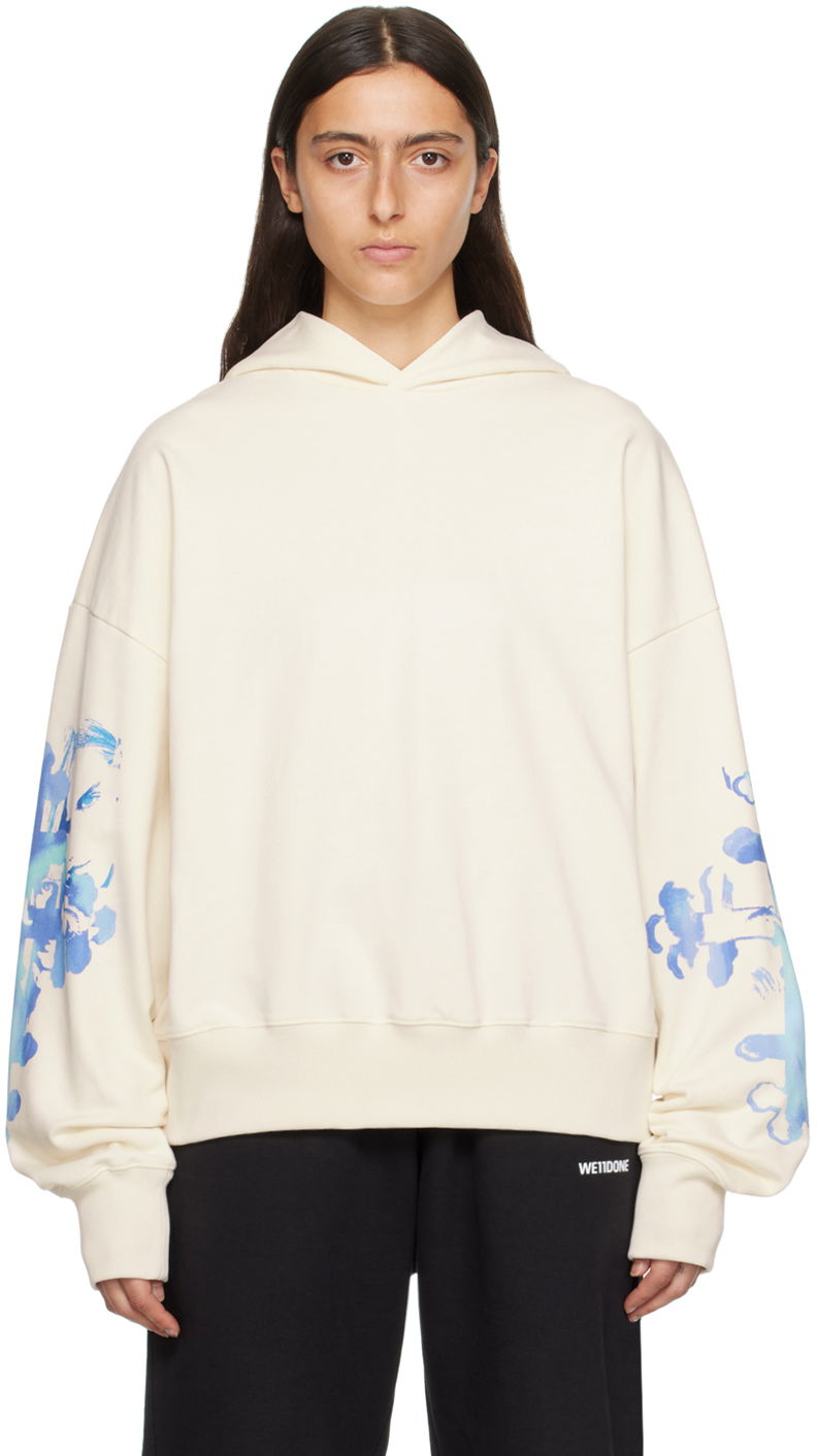 Sweatshirt We11done Floral Print Oversized Hoodie Vit | WD-TH3-23-887-U-WH