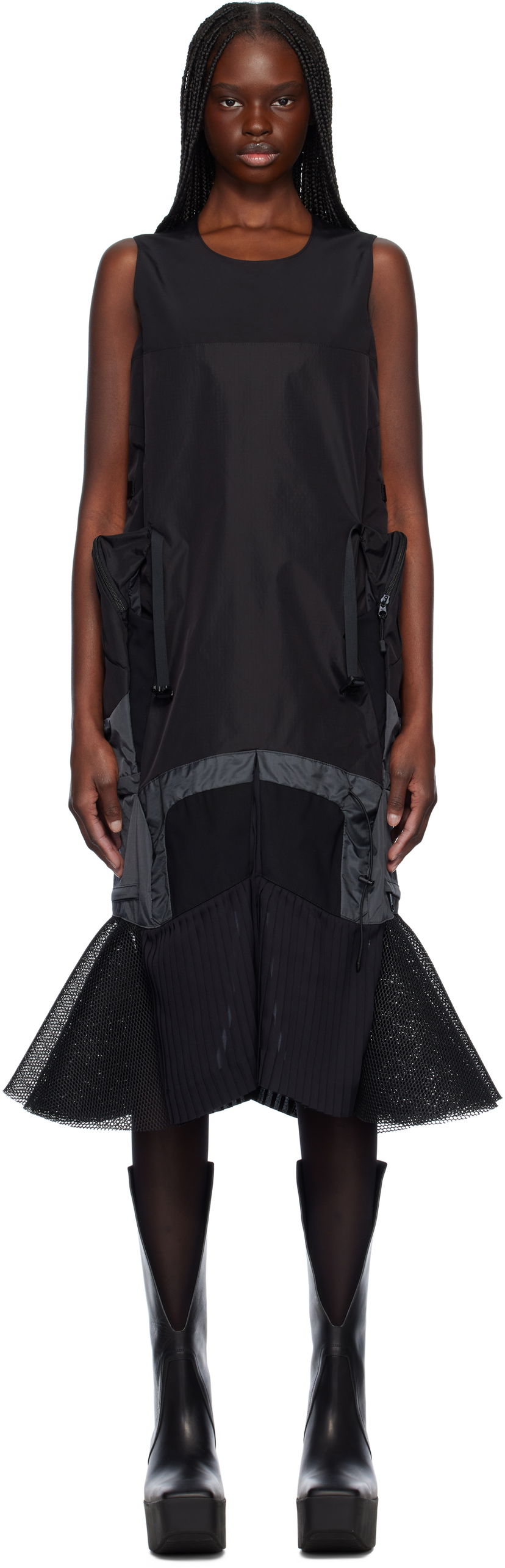 Klä Junya Watanabe Junya Watanabe Paneled Midi Dress Svart | JO-O024-051-1