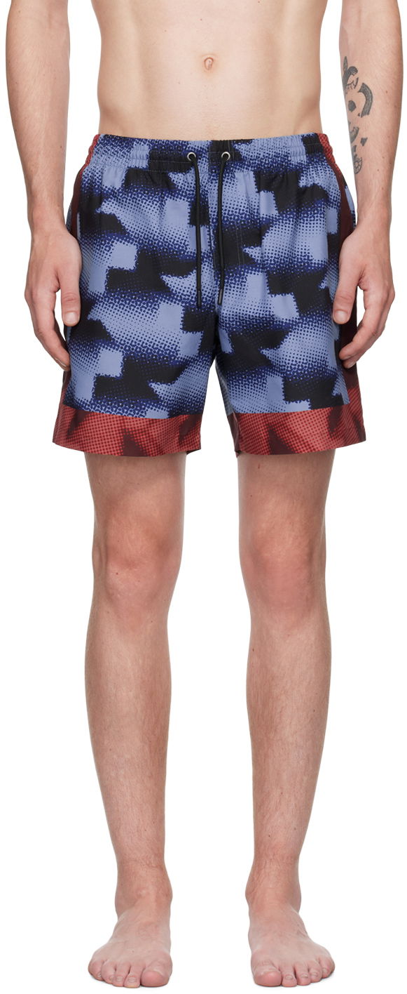 Badkläder Dries Van Noten Printed Swim Shorts Blå | 242-022500-9266