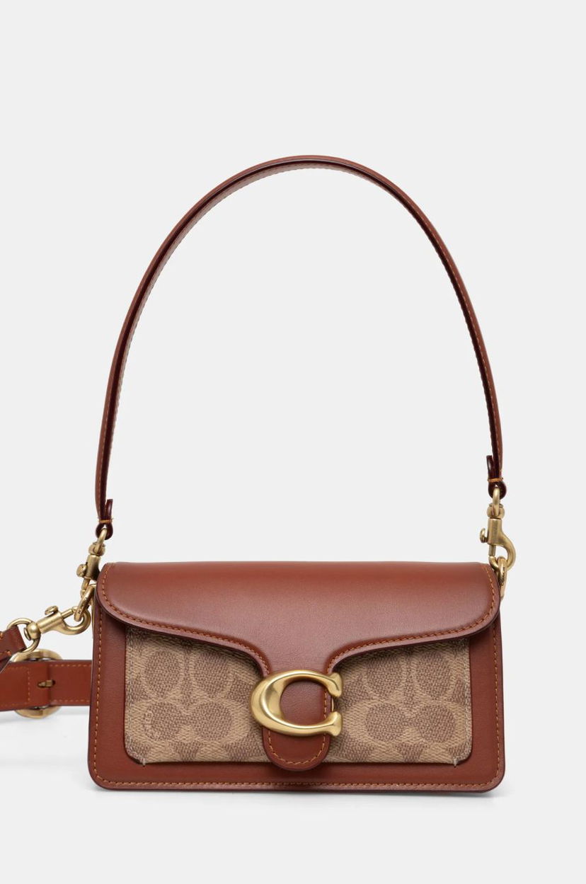 Handväska Coach Brown Leather Shoulder Bag with Removable Strap Brun | CY200