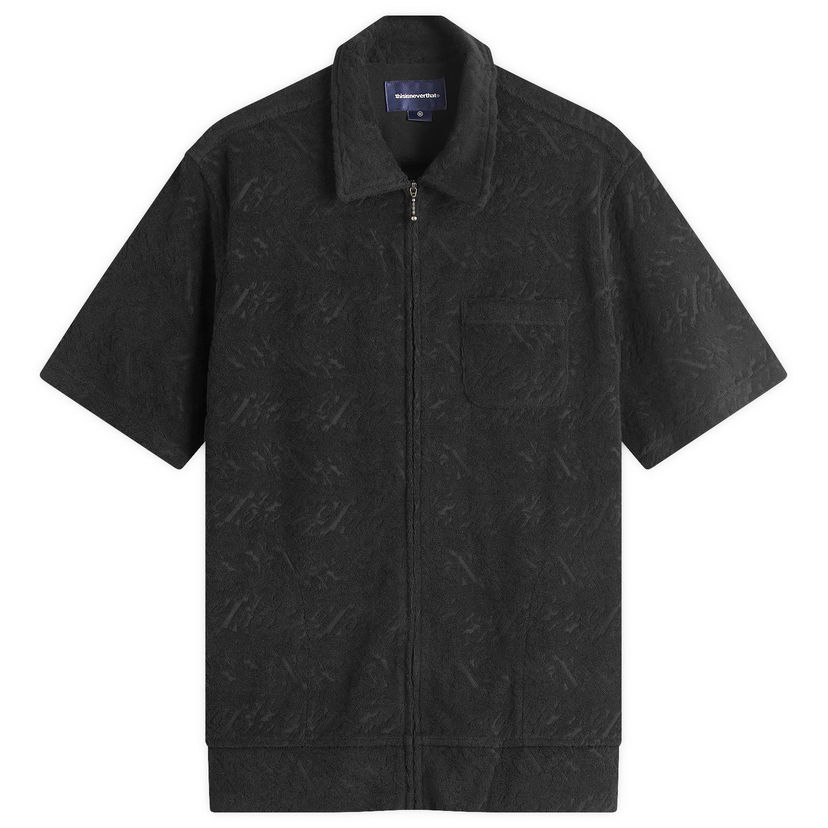 Skjorta thisisneverthat Thisisneverthat Terry Shortsleeve Zip Shirt Svart | TN251WSHTS03-BLK
