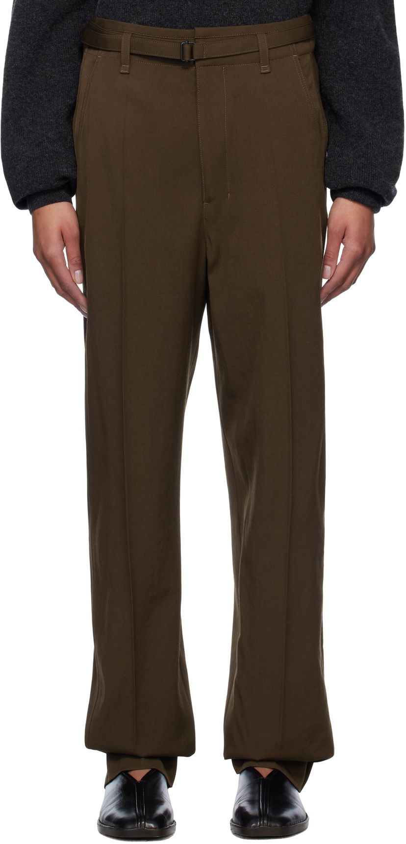 Byxor LEMAIRE Lemaire Belted Soft Tailored Trousers Brun | PA1155 LF1317