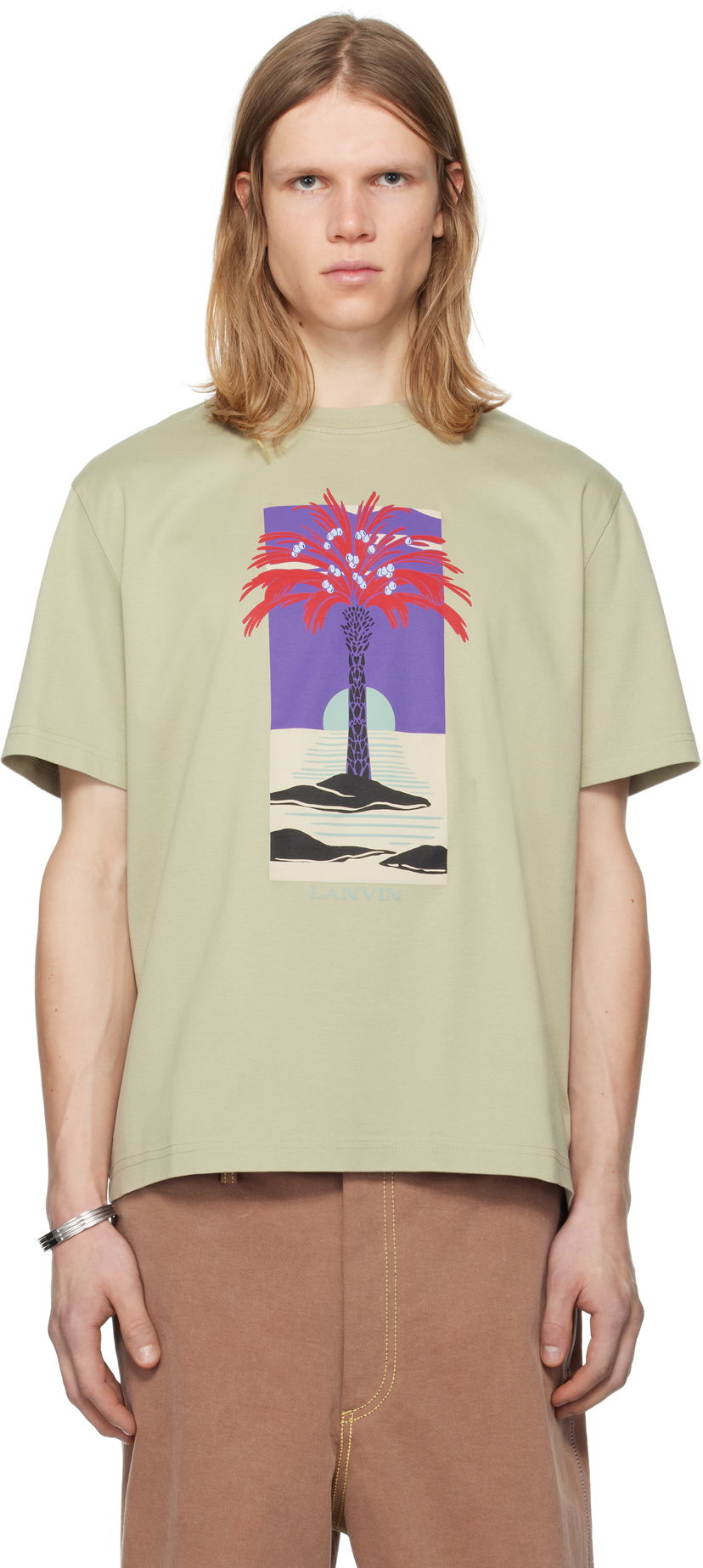 T-shirt LANVIN Lanvin Printed T-Shirt Grön | RM-TS0115-J173-P25