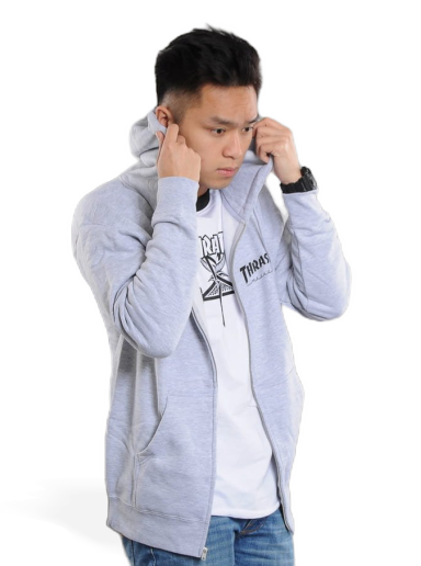 Sweatshirt Thrasher Magazine Logo Zip Hoody Grå | 114123