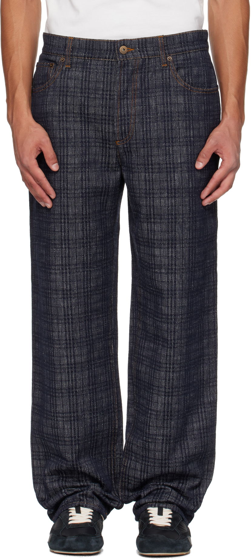 Jeans Burberry Burberry Loose Check Jeans Blå | 8110647