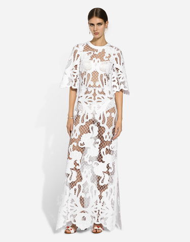 Klä Dolce & Gabbana Dolce & Gabbana Openwork Embroidered Long Dress Vit | F6JKHZFG6AEW0800, 1