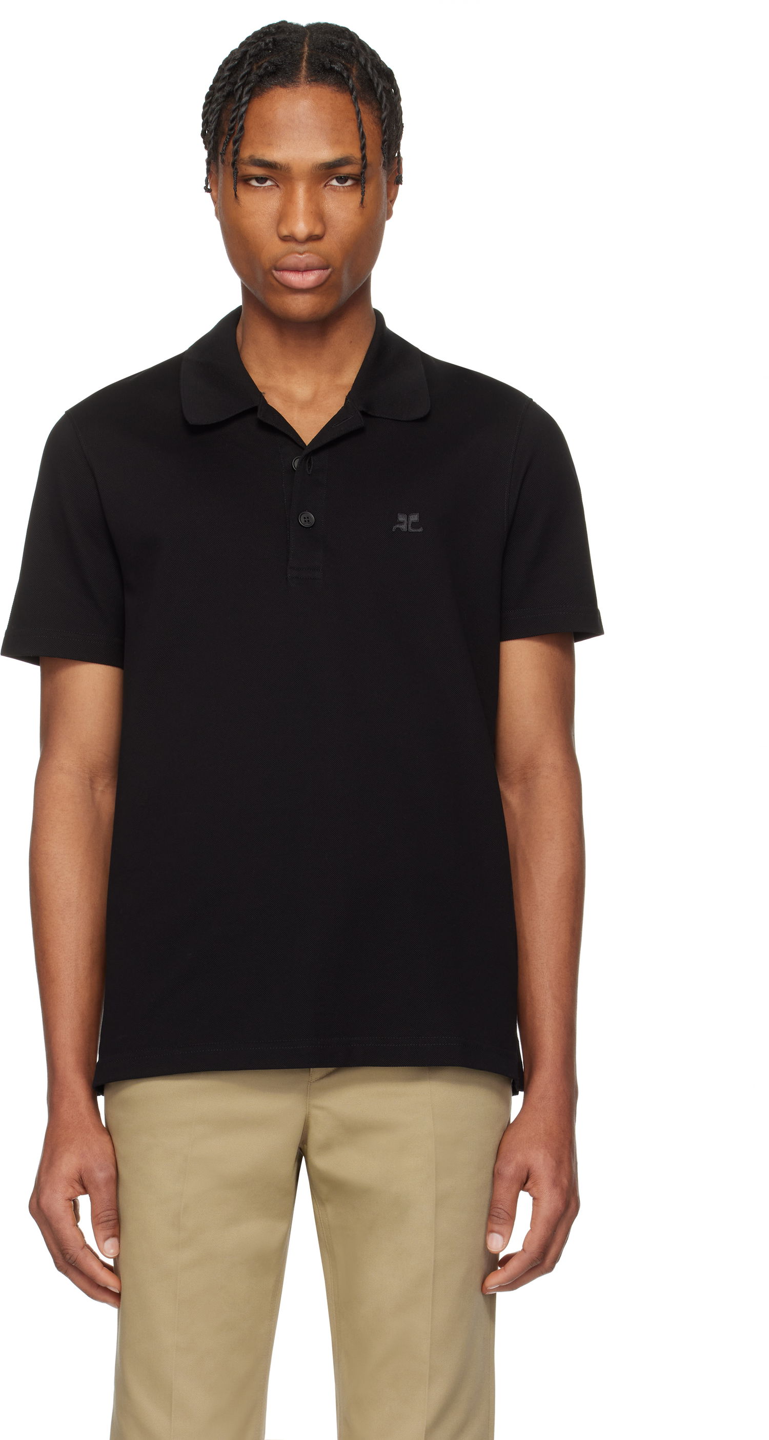 Polotröja Courrèges Courrèges 'AC' Piqué Polo Svart | 125JPO036JS0193, 0