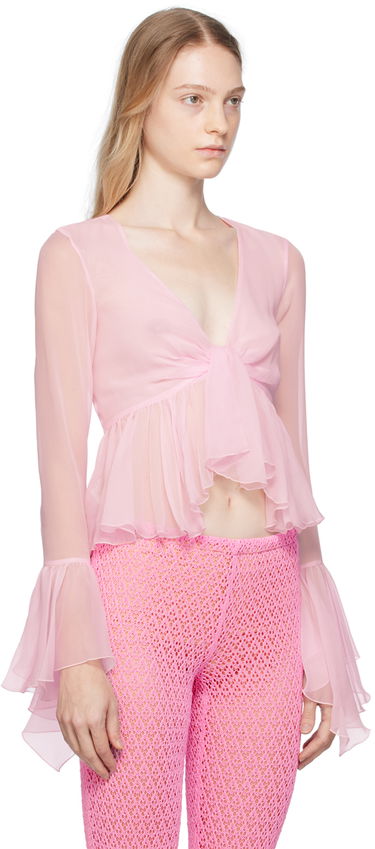 Skjorta Blumarine Blumarine Ruffled Tie-Front Blouse Rosa | P344C005A, 1