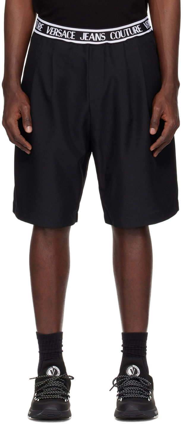 Shorts Versace Couture Black Jacquard Shorts Svart | E76GAD119_EN0307