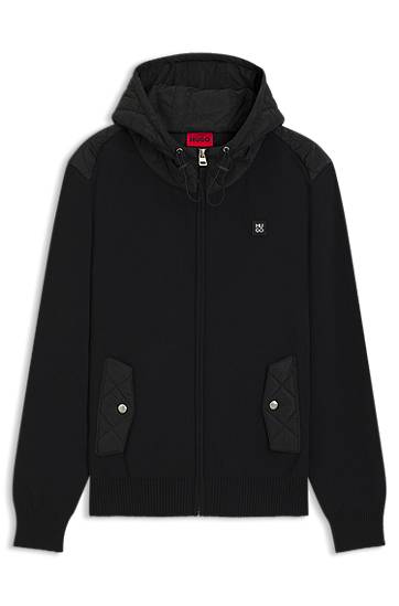 Jacka BOSS Regular-fit hooded jacket with quilted details Svart | 50547003