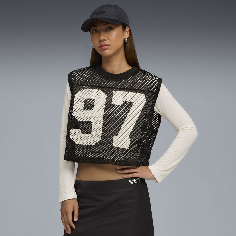 Crop top Puma ROSÉ Cropped Mesh Relaxed Fit T-Shirt Vit | 633804_01