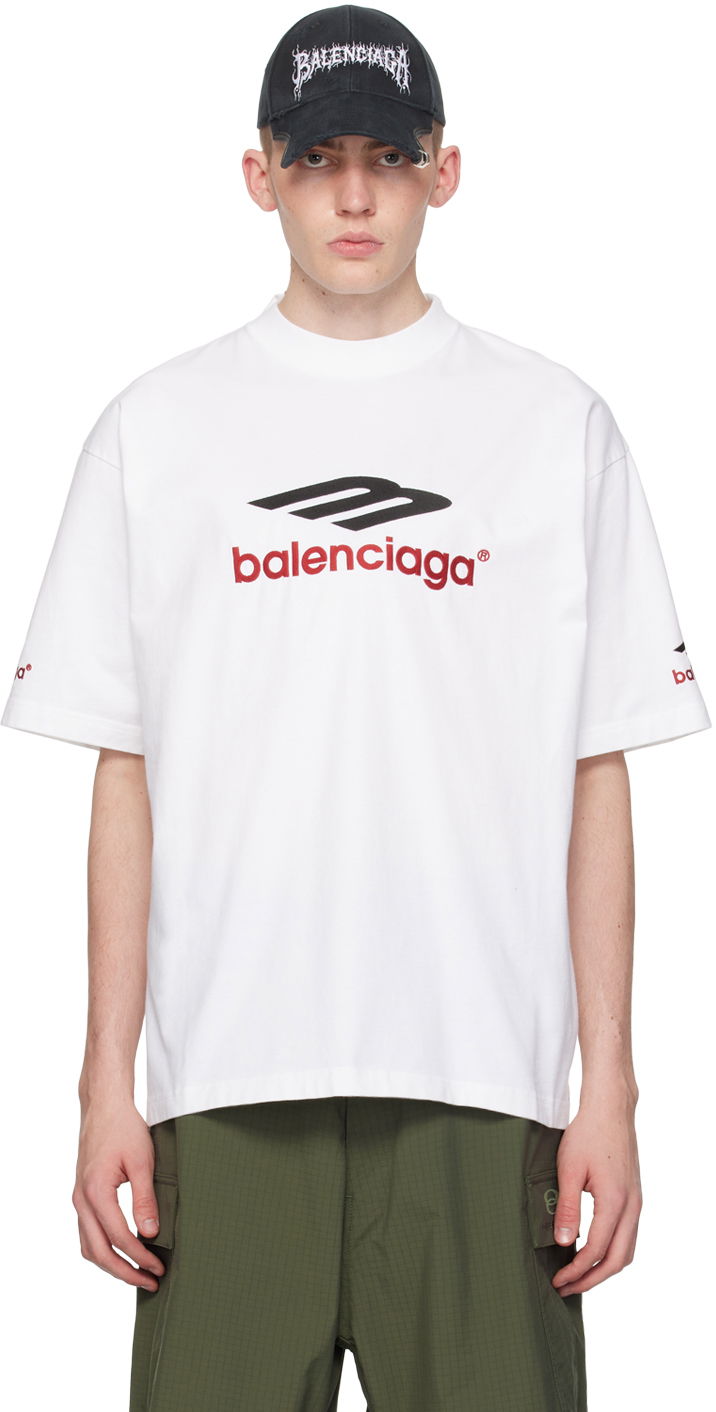 T-shirt Balenciaga 3B Sports Icon T-Shirt Vit | 764235-TPVD7-9065, 0