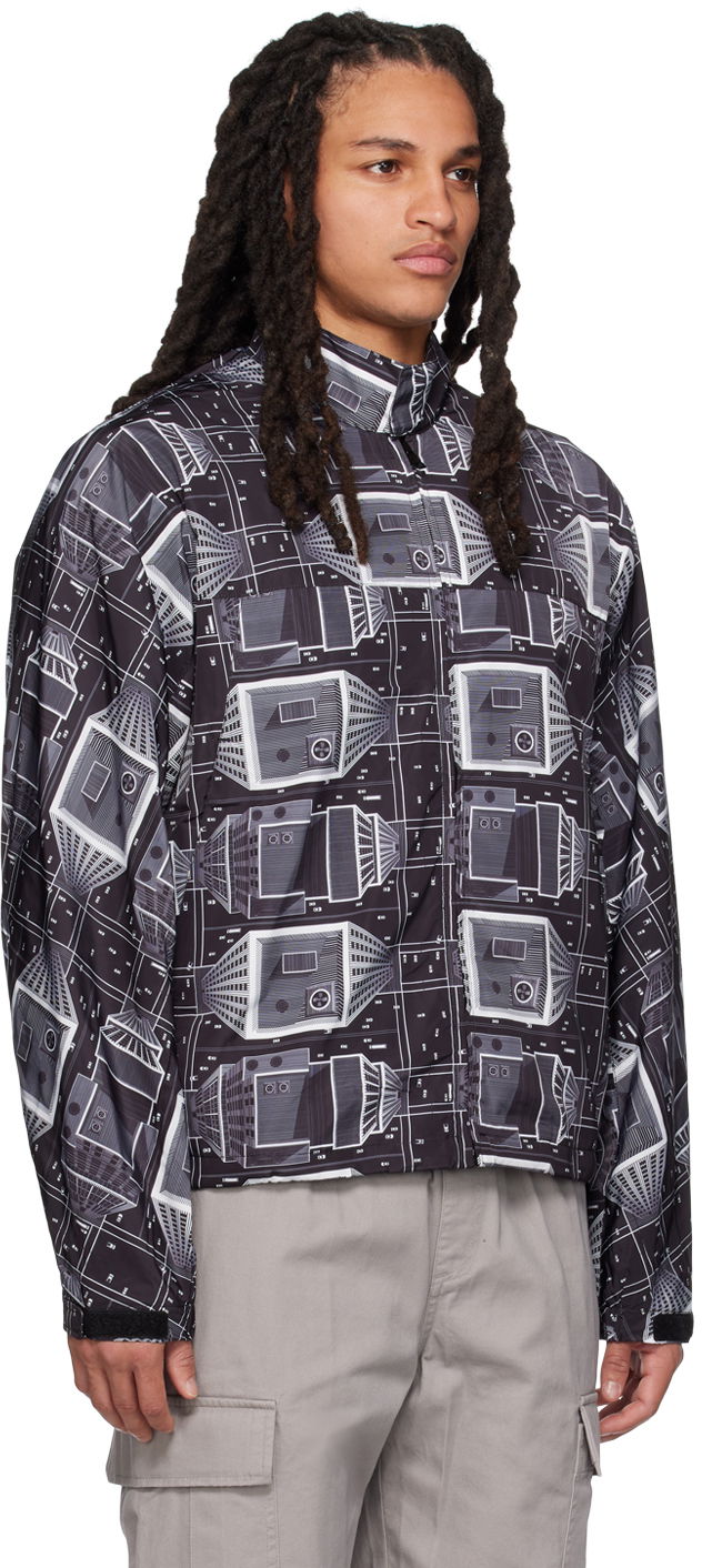 Vindjacka BILLIONAIRE BOYS CLUB Skyscraper Print Jacket Svart | B23114, 1
