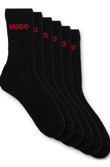 Strumpor BOSS Six-Pack of Quarter-Length Socks with Logo Detail by HUGO Svart | 50510187
