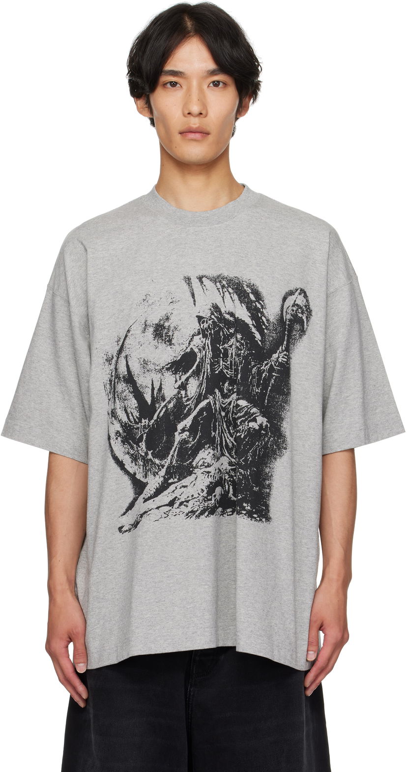T-shirt VETEMENTS Vetements Goth Oversized Graphic T-Shirt Grå | UH76TR800G