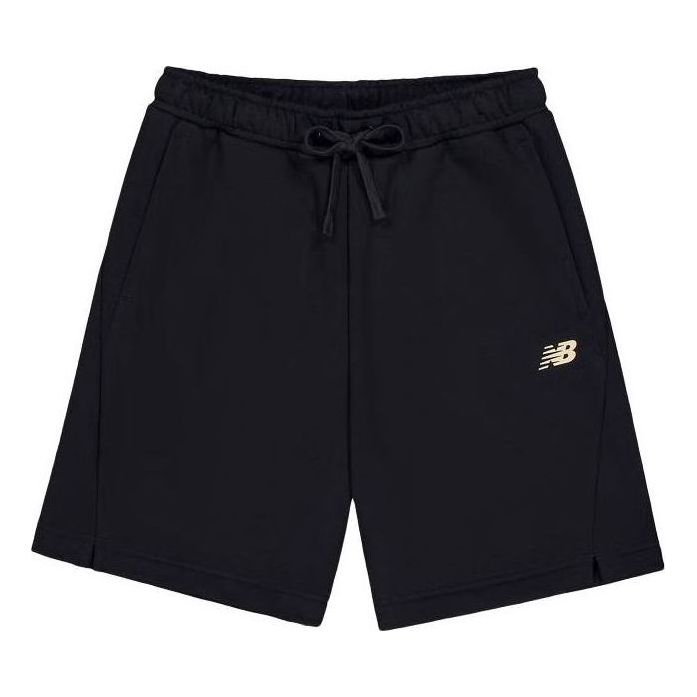 Shorts New Balance Logo Cotton Shorts Svart | AMS41366-BK