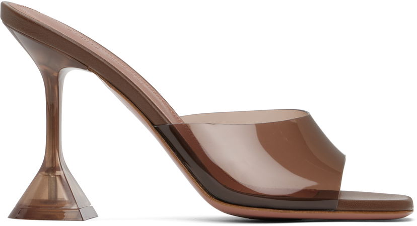 Tillbehör Amina Muaddi Amina Muaddi Lupita Glass Slipper Heeled Sandals Brun | LUPITA GLASS SLIPPER