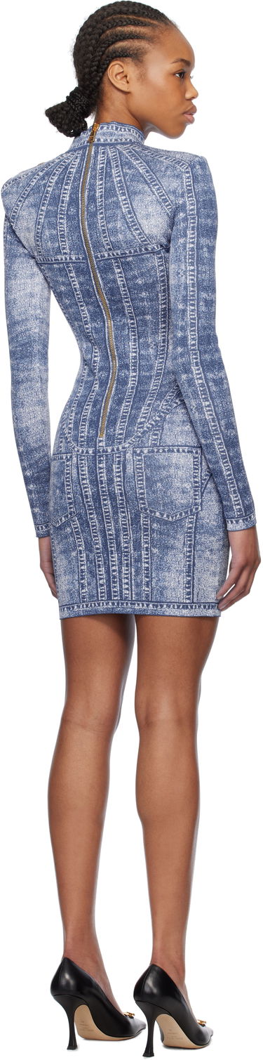 Klä Balmain Balmain Jacquard Denim Effect Minidress Blå | EF1R8237KH80, 2