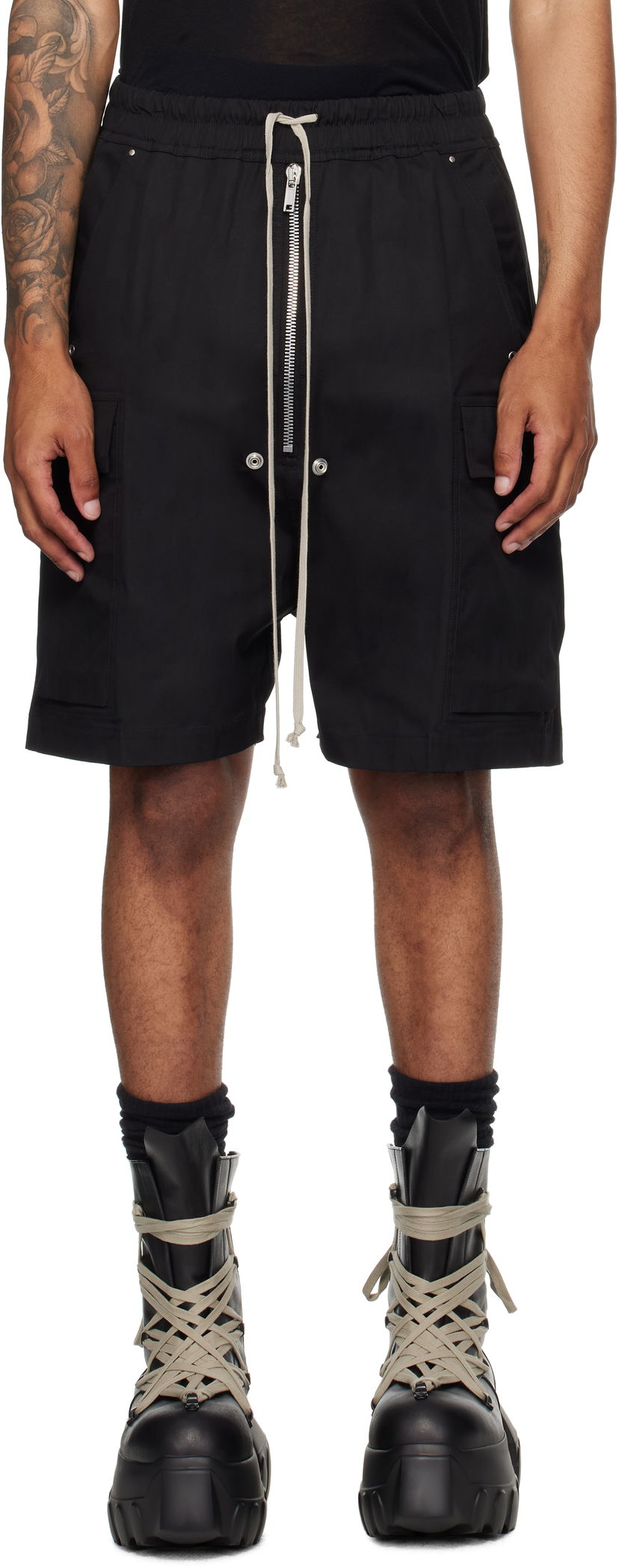 Shorts Rick Owens Rick Owens Concordians Cargobela Shorts Svart | RU02E1360 TE