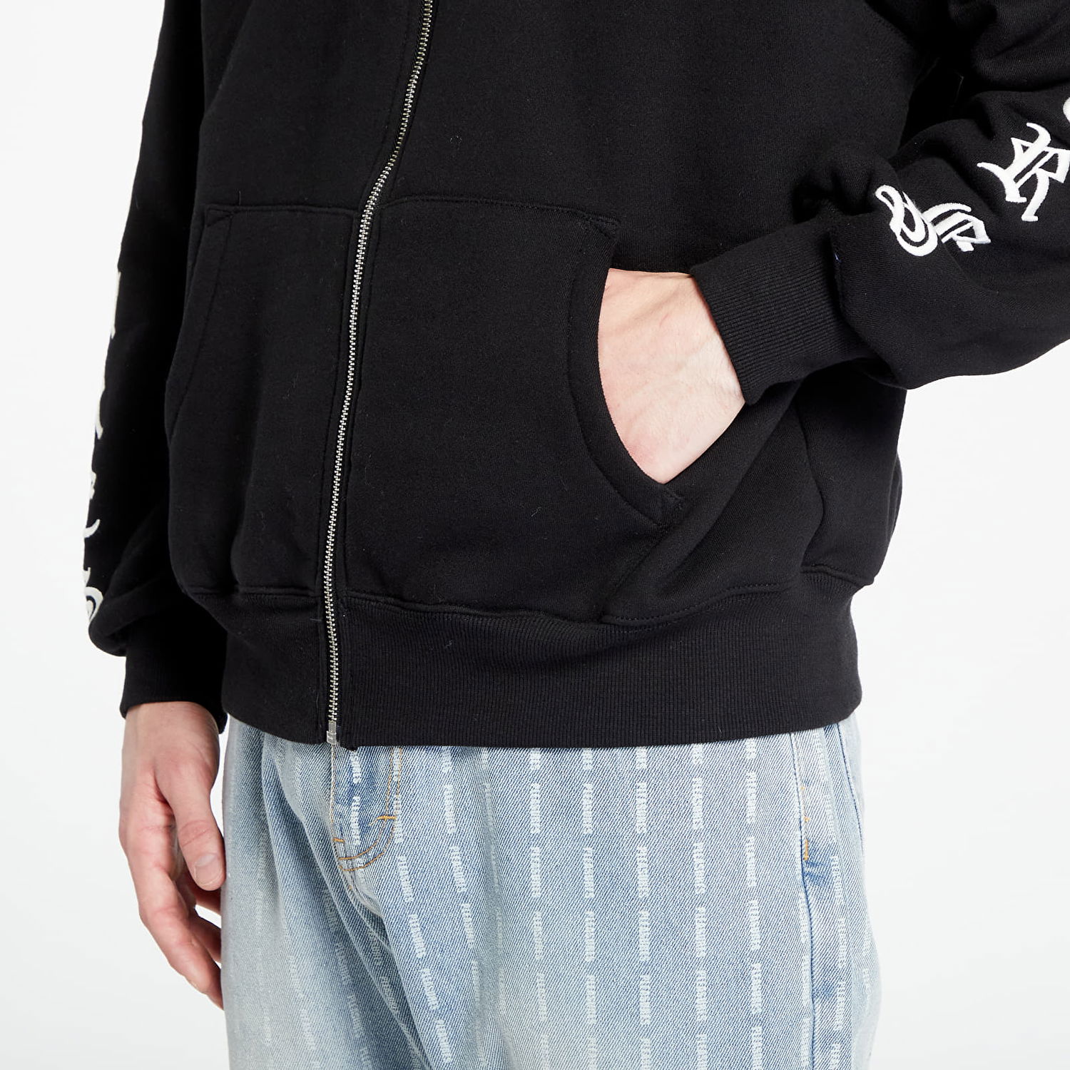 Sweatshirt Pleasures Oe Zip Up Hoodie Svart | P23W038 BLACK, 1