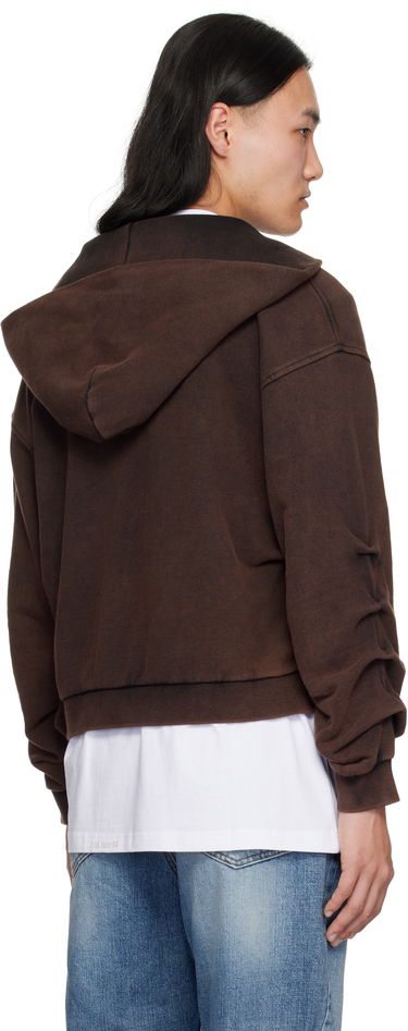Sweatshirt We11done We11done Wrinkled Zip-Up Hoodie Brun | WD-TJ0-25-830-U-BK, 2