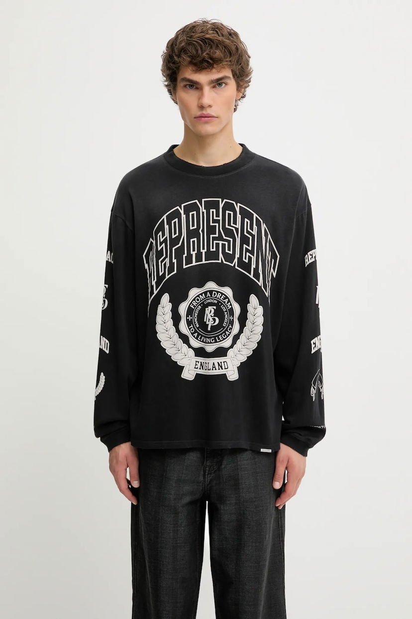 T-shirt Represent Clo Represent Legacy Crest Long Sleeve T-Shirt Svart | MLM100371