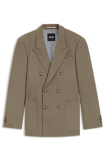 Jacka BOSS Relaxed-fit double-breasted blazer in stretch fabric Beige | 50551531