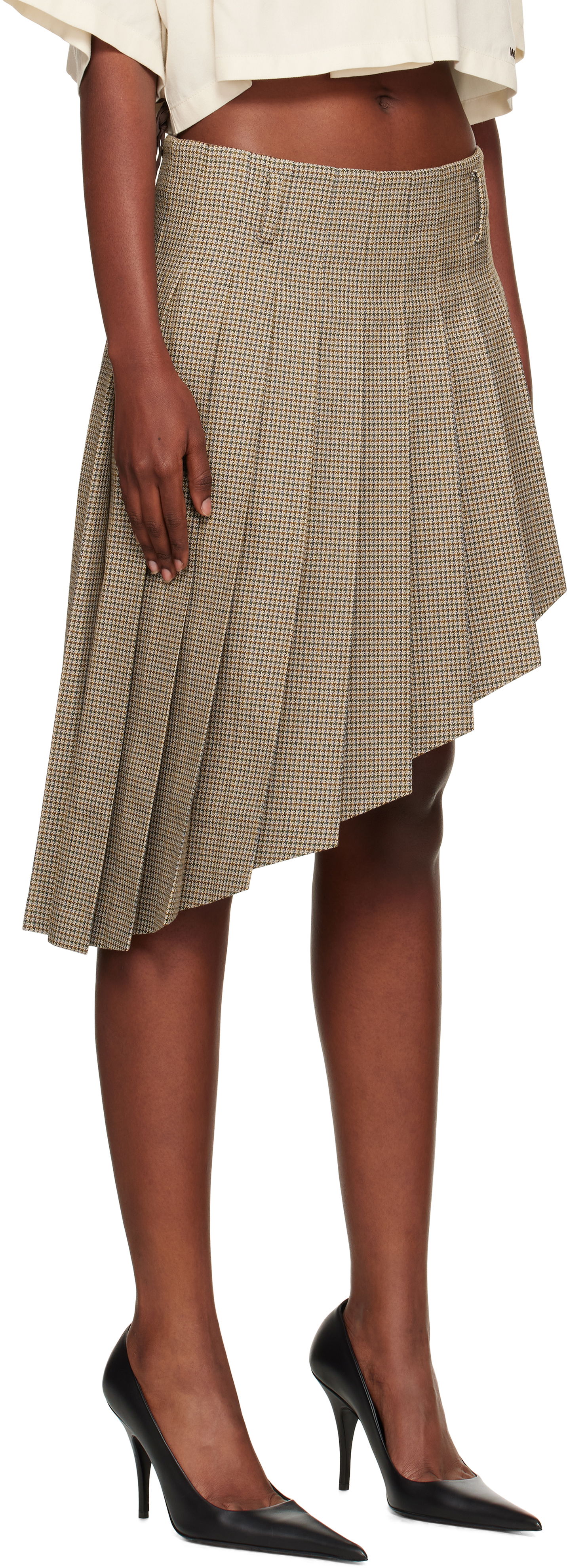 Kjol We11done We11done Asymmetric Checked Midi Skirt Brun | WD-SK2-25-276-W-BG, 1