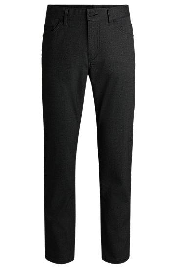 Byxor BOSS Maine Regular-Fit Anti-Wrinkle Mouliné Twill Trousers Svart | 50519767