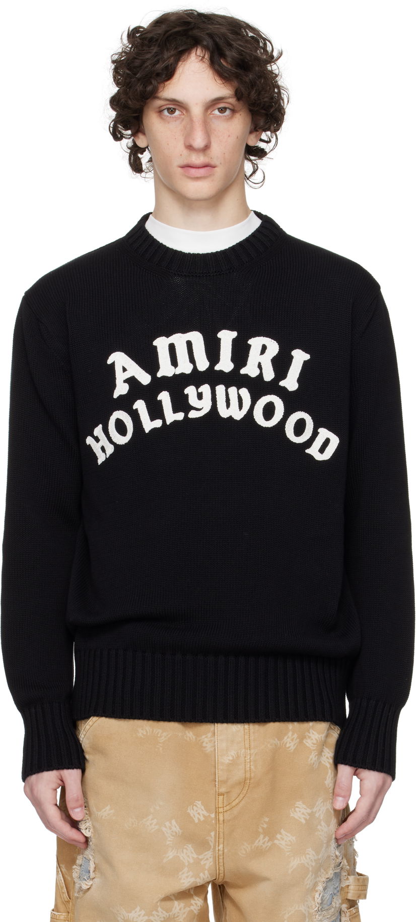 Sweater AMIRI Amiri Hollywood Crew Sweater Svart | AMKNCW1094