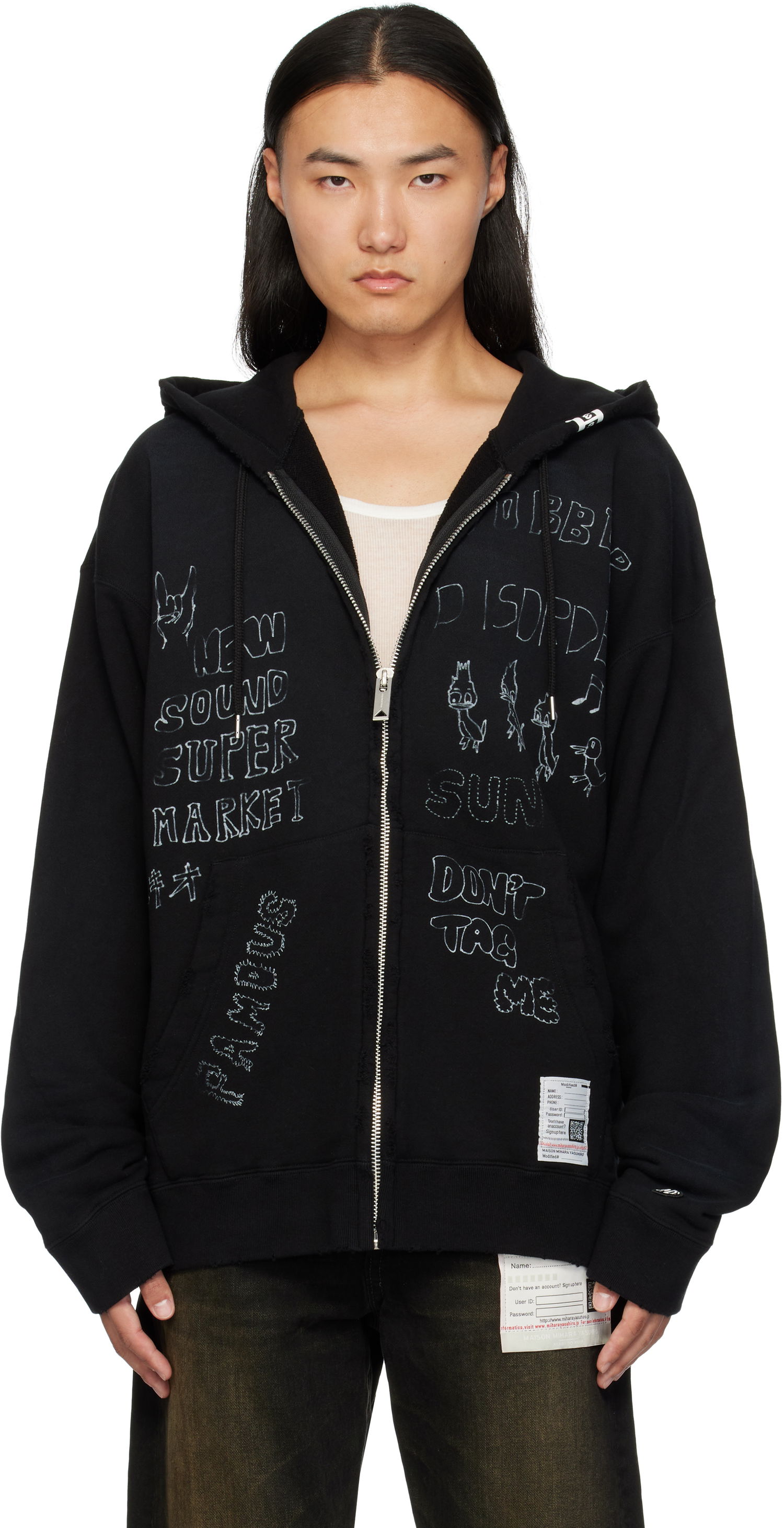 Sweatshirt Maison MIHARA YASUHIRO Drawstring Zip Hoodie Svart | J13PK721, 0