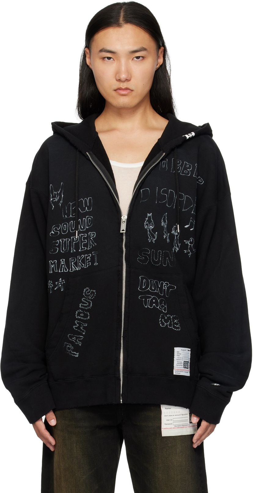 Sweatshirt Maison MIHARA YASUHIRO Drawstring Zip Hoodie Svart | J13PK721