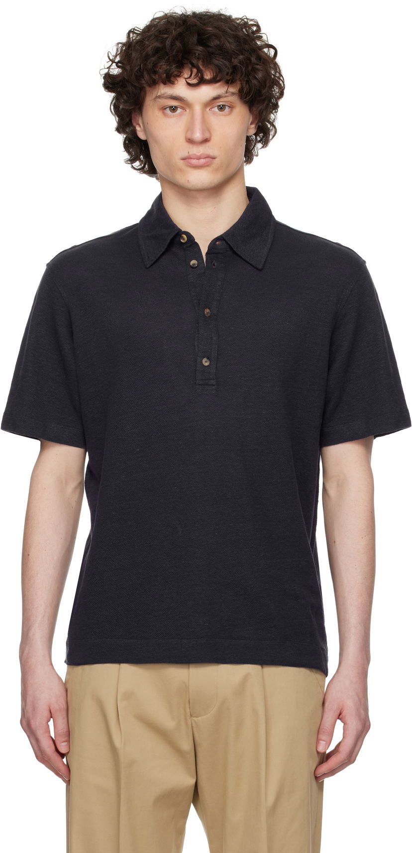 Polotröja Paul Smith Paul Smith Linen Piqué Polo Svart | M1R-446Z-P01764