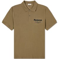 Polotröja Alexander McQueen Graffiti Logo Polo Shirt Grön | 662551QXAAK-3380, 1