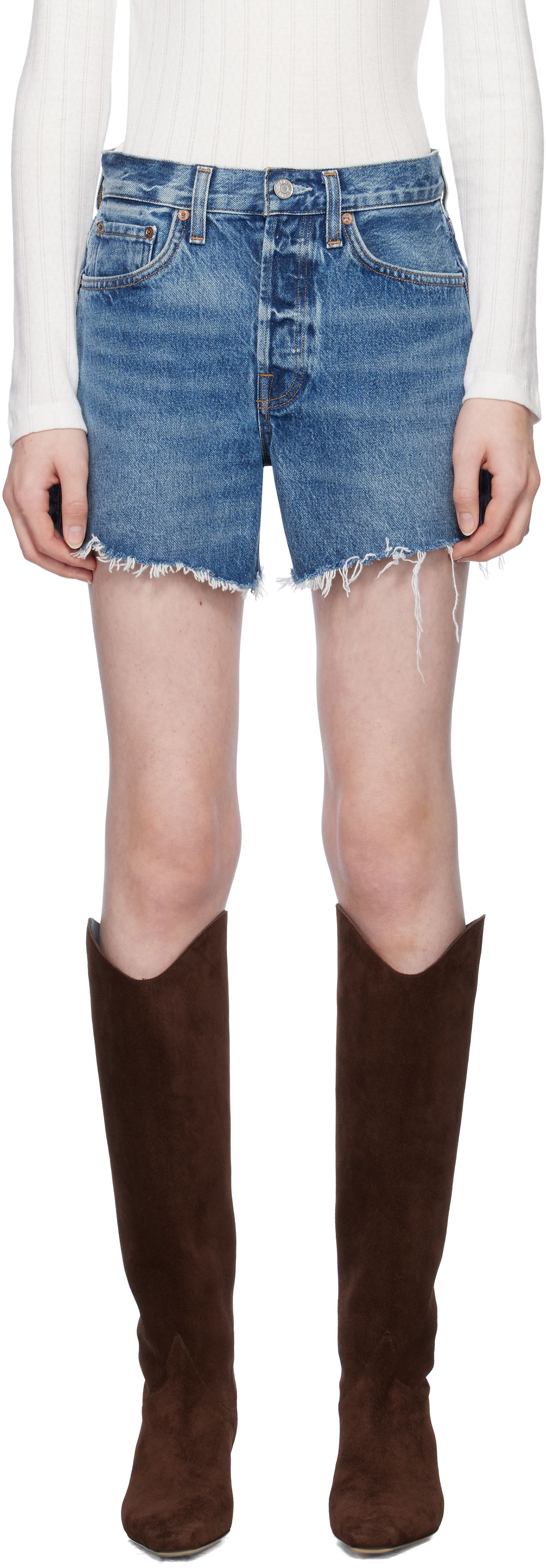 Shorts AGOLDE Parker Long Denim Shorts Blå | A9010-1206, 0