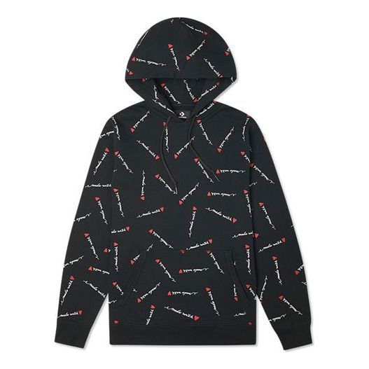 Sweatshirt Converse Converse Love Pattern Full Print Hoodie Svart | 10022411-A01