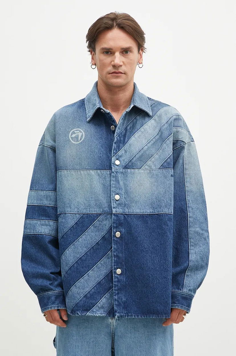 Skjorta Ambush Patchwork Denim Shirt Oversize Blå | BMYD003F24DEN0014400