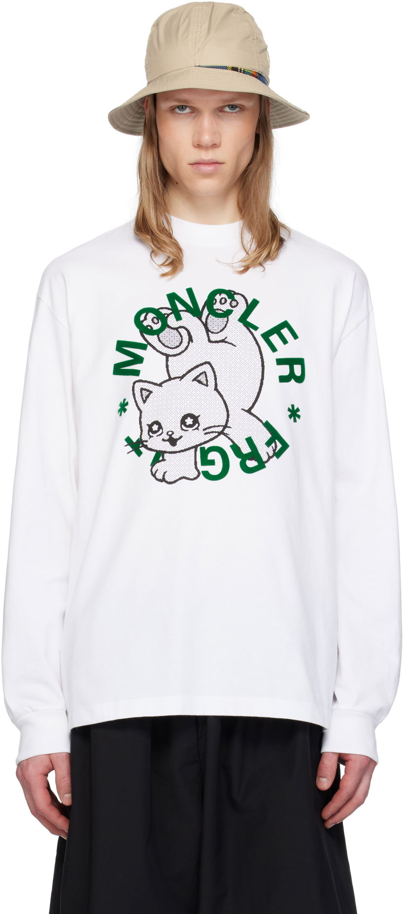 Sweater Moncler Moncler Genius x FRGMT Hiroshi Fujiwara Cartoon Logo Long Sleeve T-Shirt Vit | K109U8D00001M3265