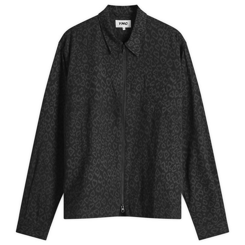 Skjorta YMC Bowie Zip-Up Leopard Print Jacket Svart | P5XMK-01