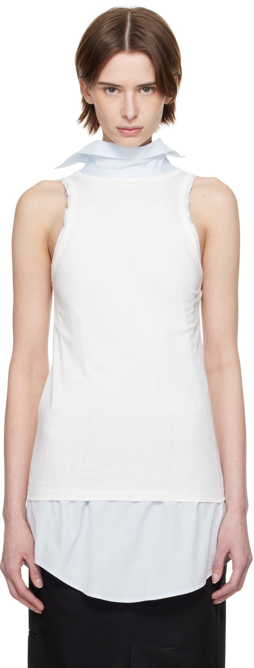 Linne Maison Margiela Maison Margiela Back To Front Check Sleeveless Top Vit | S51NL0046 MTJ027